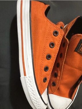 Converse Kids Orange Canvas Slip-On Low-Top Sneakers